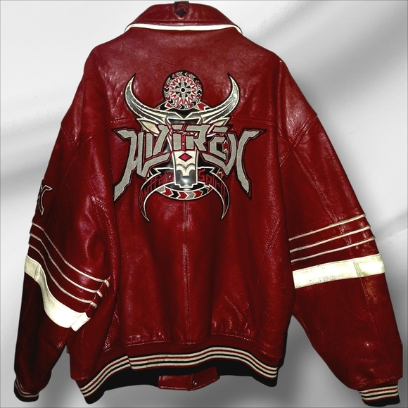 Red Leather Varsity Jacket - Picture 2 of 3
